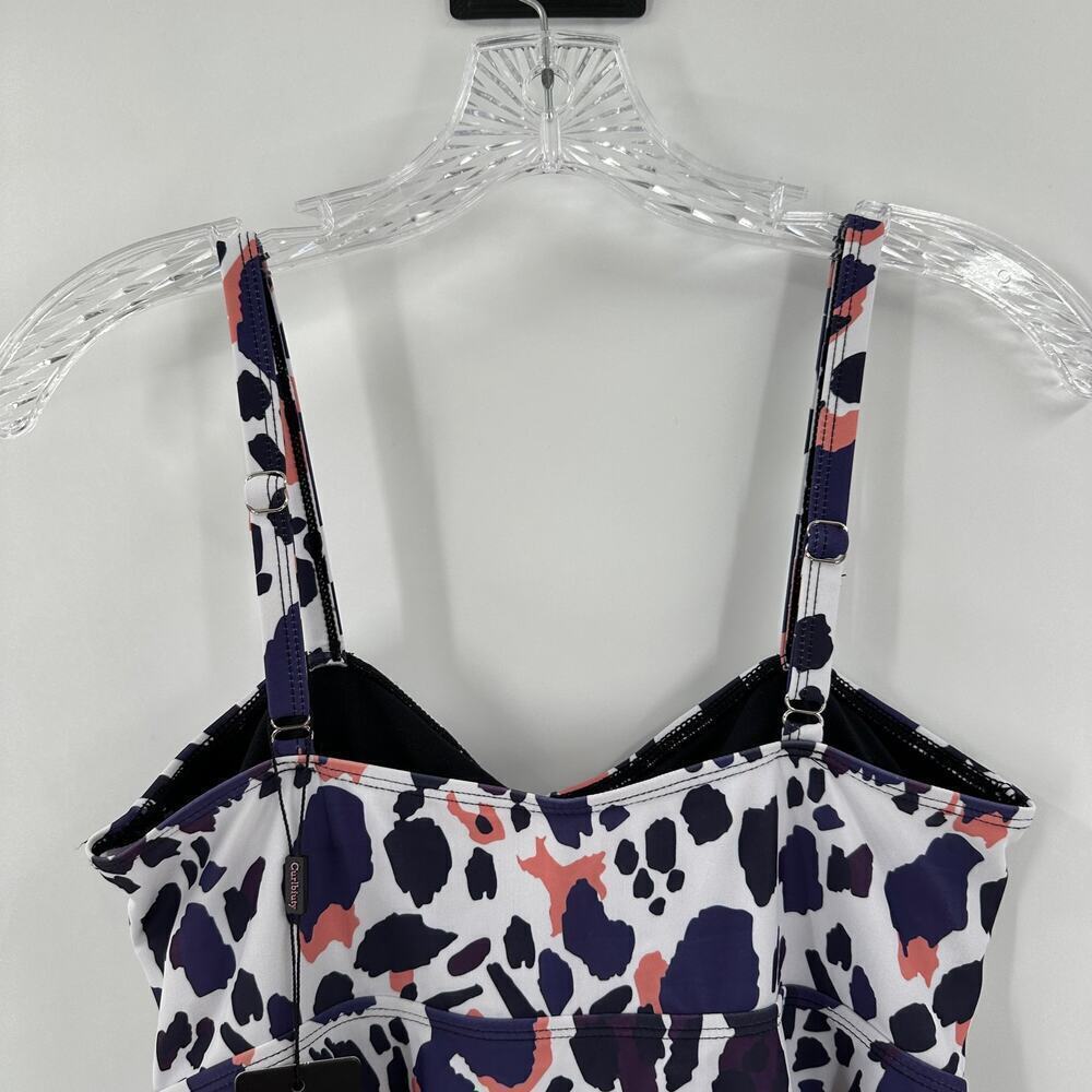 NWT Curlbiuty White Printed Sweetheart Neck Padded Swim Tankini Top Size Medium - Picture 9 of 12